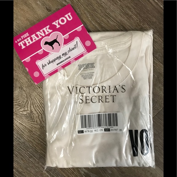 OS💕VS PINK OFF WHITE VOTE ONE SIZE TEE - Picture 10 of 12